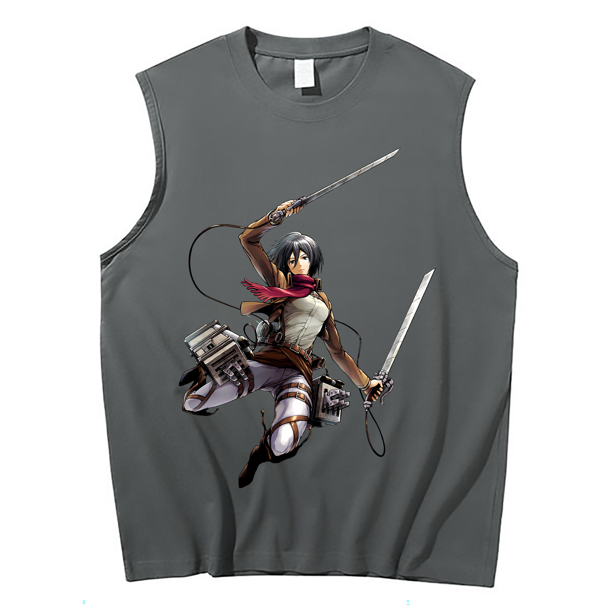 （画像用） 進撃の巨人 ミカサ·アッカーマン Attack on Titan Mikasa Ackerman コットン100％タンクトップ（フロントプリント）